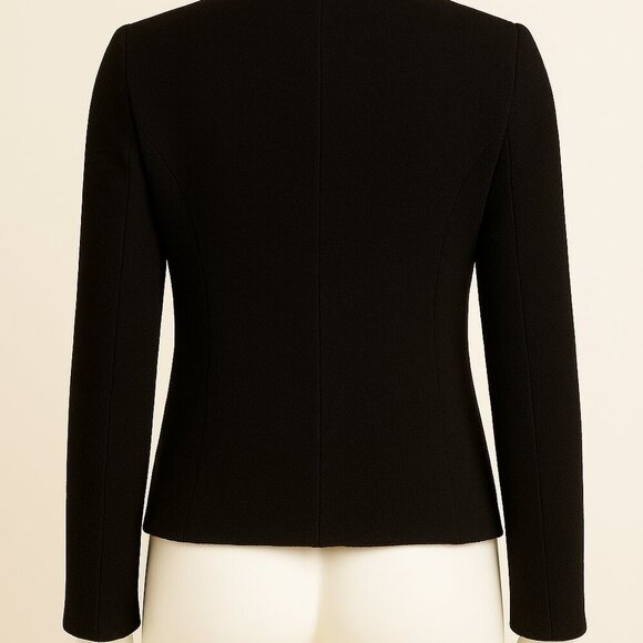 Milly | Nubby Wool & Leather Tuxedo Blazer Size 6 | EUC - Picture 8 of 11